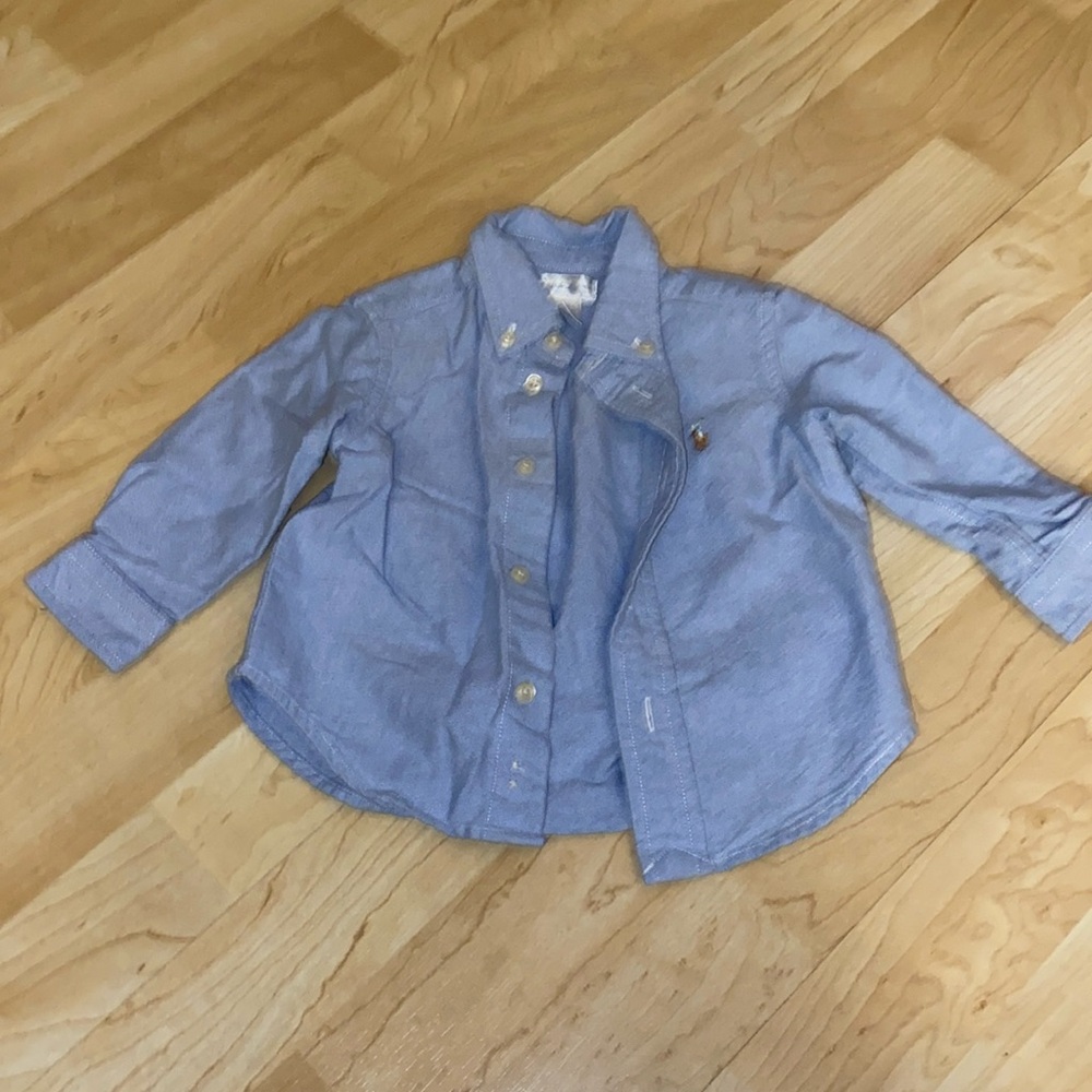 Ralph Lauren light blue long sleeve button down, 9 months